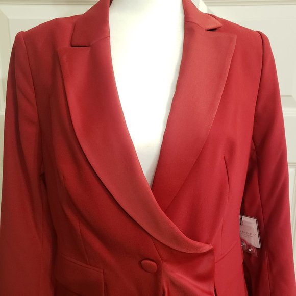 Laundry blazer Shelli Segal Red size 12 Blazer Satin Ruffle nwt - Picture 3 of 10